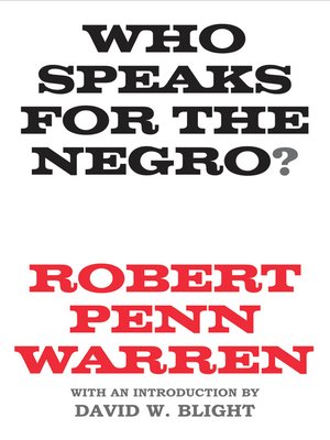 cover image of Who Speaks for the Negro?